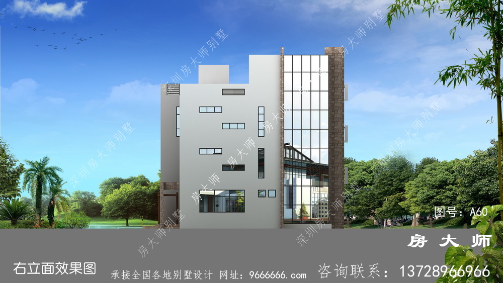 三层别墅设计图，样式简洁空气，气宇不凡。