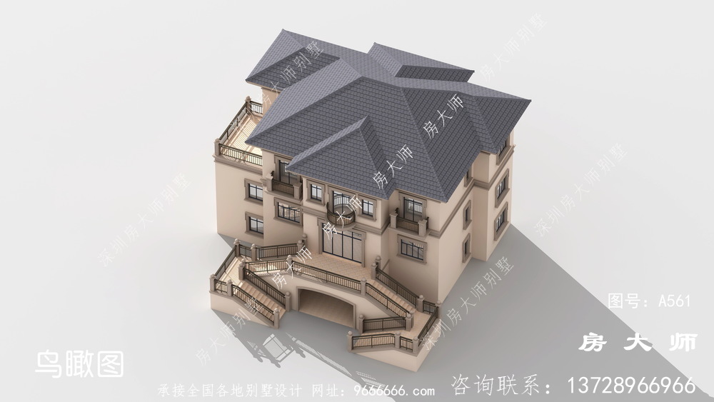 欧式风格农村三层半别墅效果图