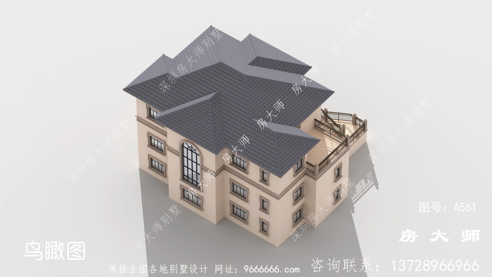 欧式风格农村三层半别墅效果图