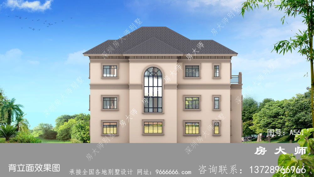 欧式风格农村三层半别墅效果图