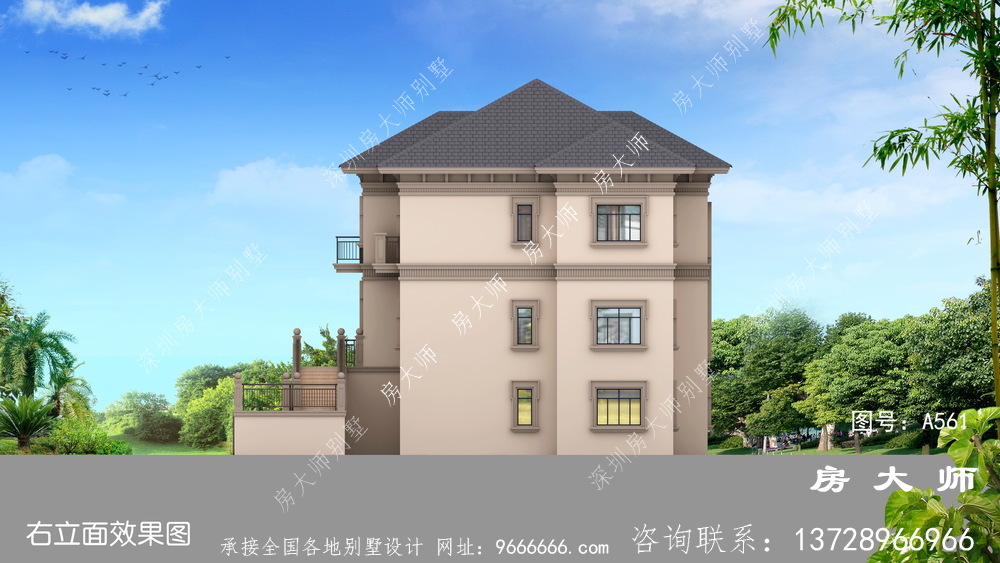 欧式风格农村三层半别墅效果图