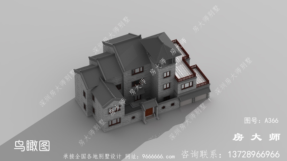 中式三层乡村别墅设计图纸