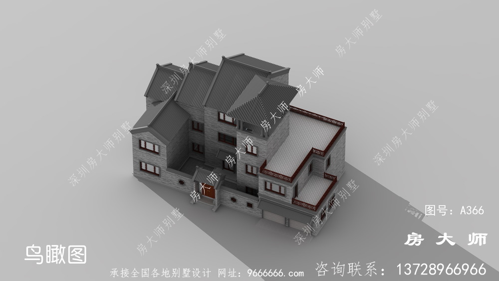 中式三层乡村别墅设计图纸