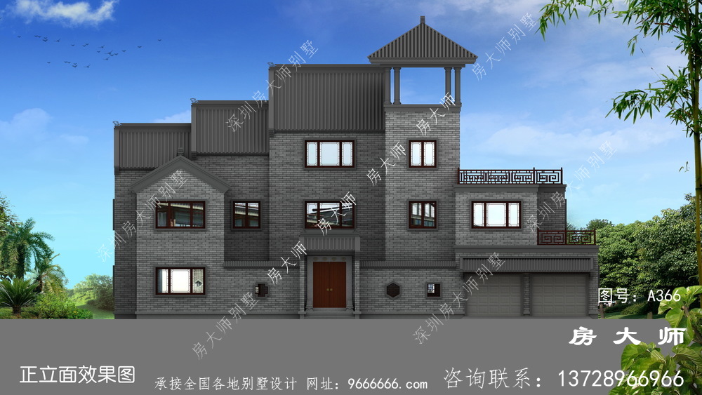 中式三层乡村别墅设计图纸