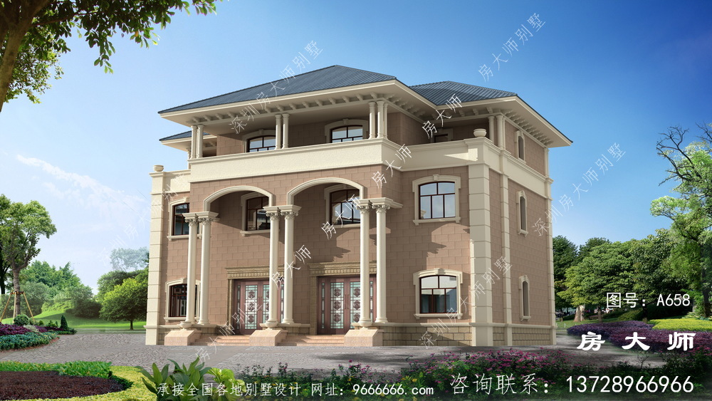法式风格双拼别墅设计图纸大全