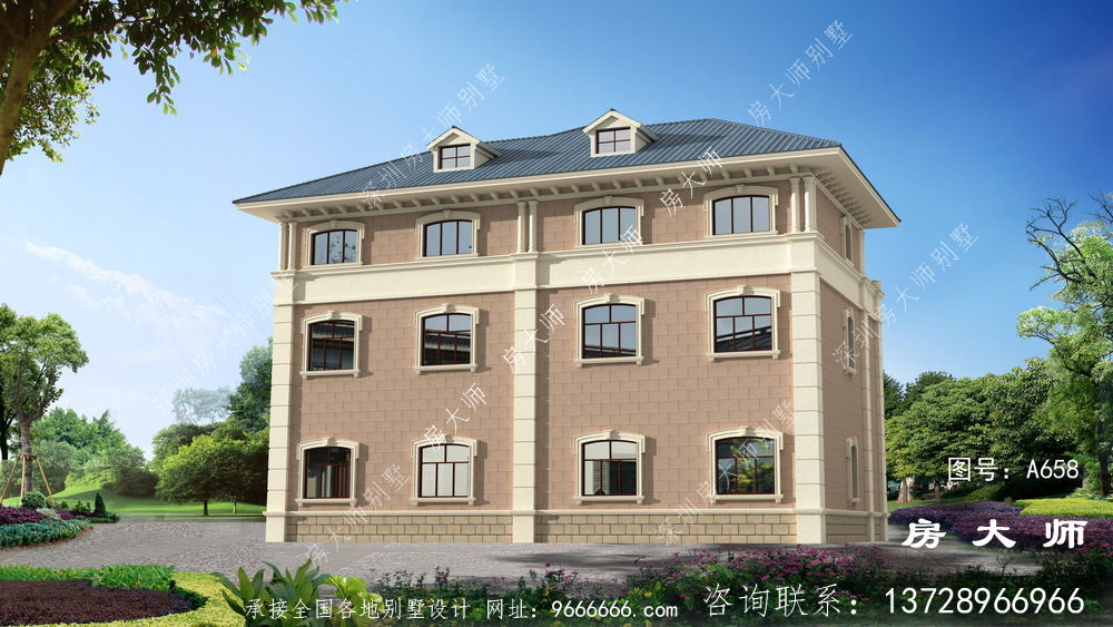法式风格双拼别墅设计图纸大全
