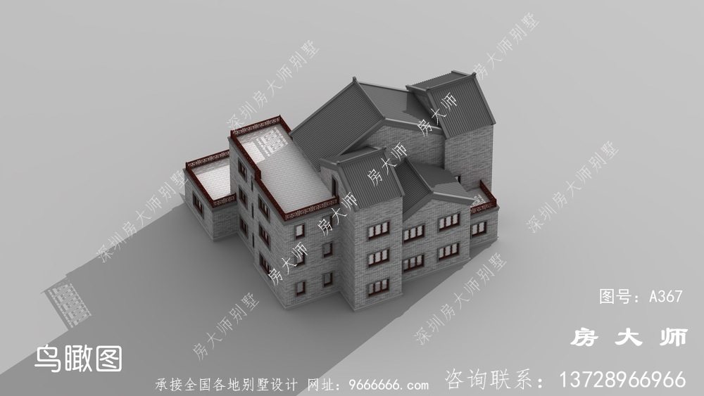 素雅别致中式三层别墅带露台