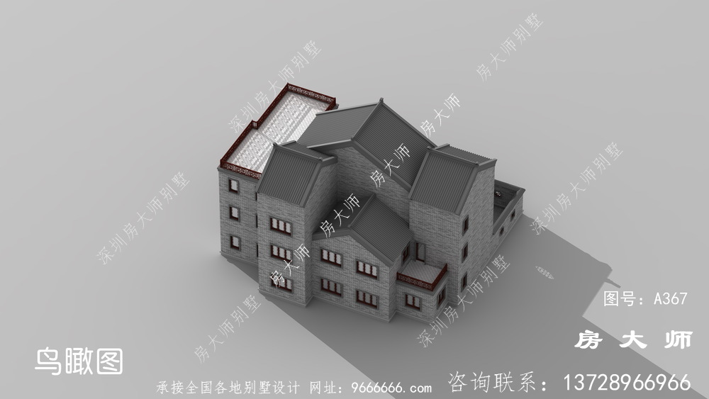 素雅别致中式三层别墅带露台