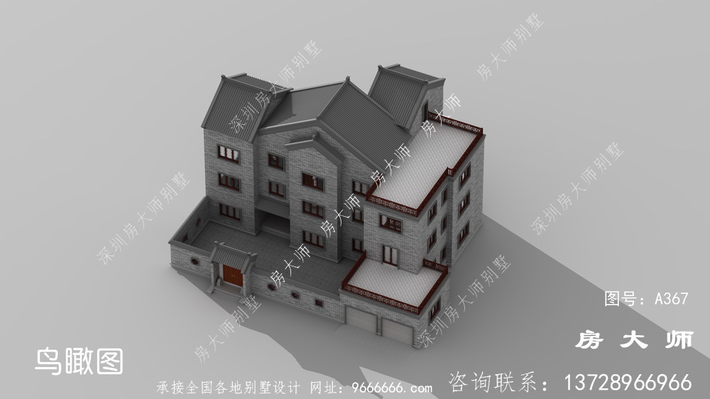 素雅别致中式三层别墅带露台