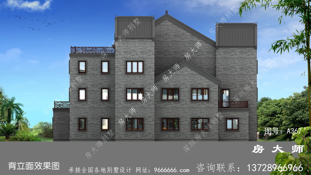 素雅别致中式三层别墅带露台