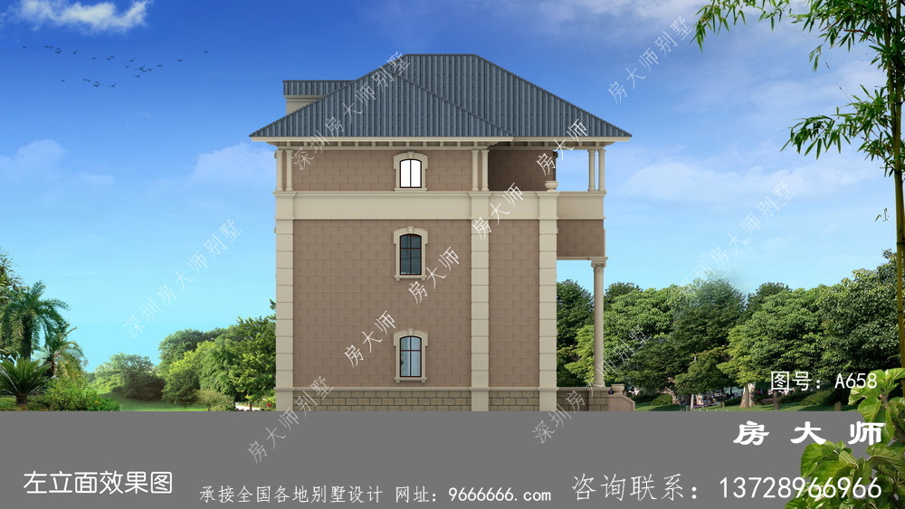 法式风格双拼别墅设计图纸大全