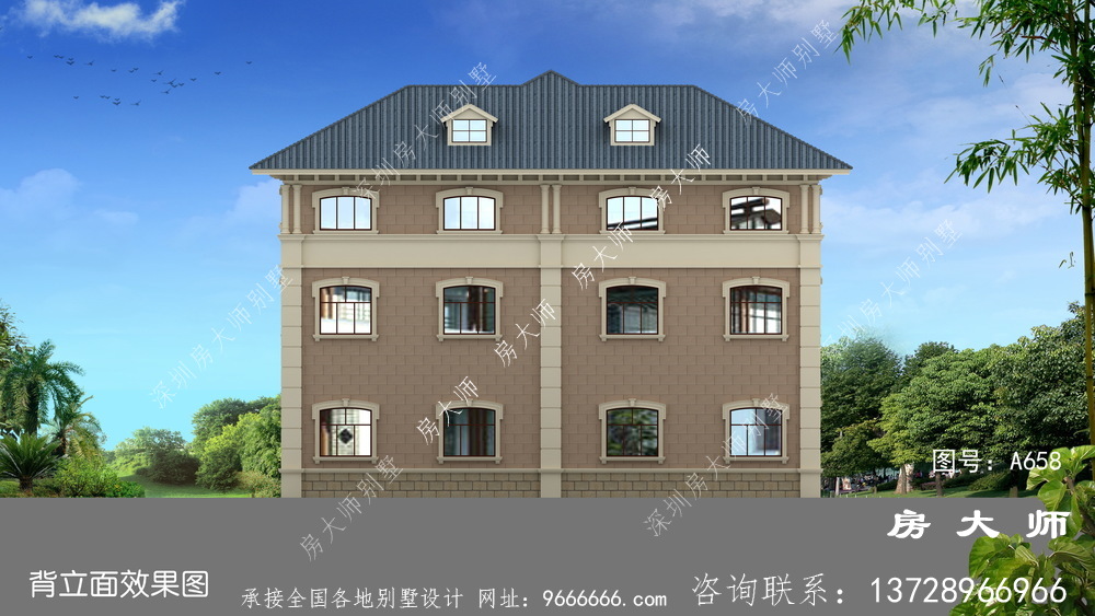 法式风格双拼别墅设计图纸大全