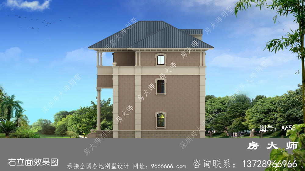 法式风格双拼别墅设计图纸大全