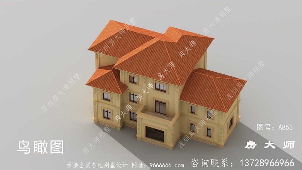 三层欧式风格乡村别墅效果图