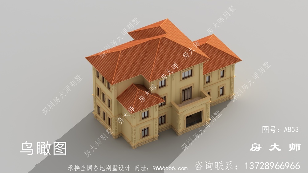 三层欧式风格乡村别墅效果图