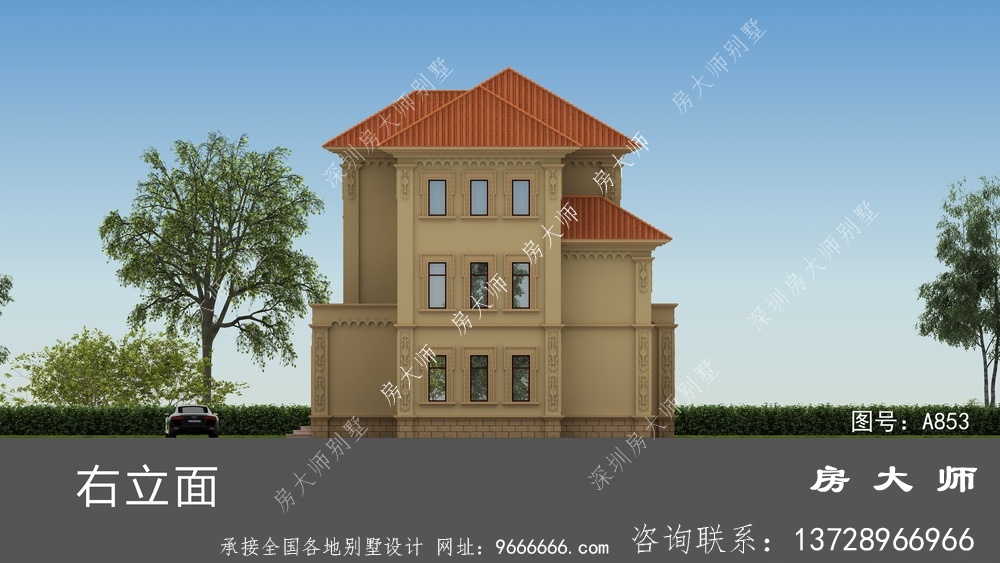 三层欧式风格乡村别墅效果图