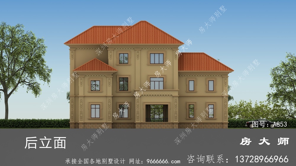 三层欧式风格乡村别墅效果图