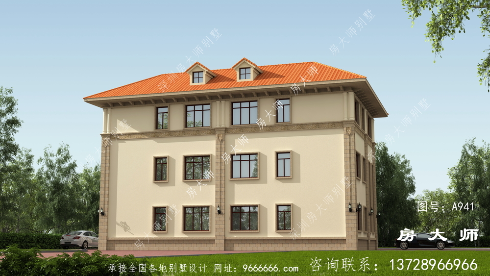 意大利风格三层双拼别墅图纸大全