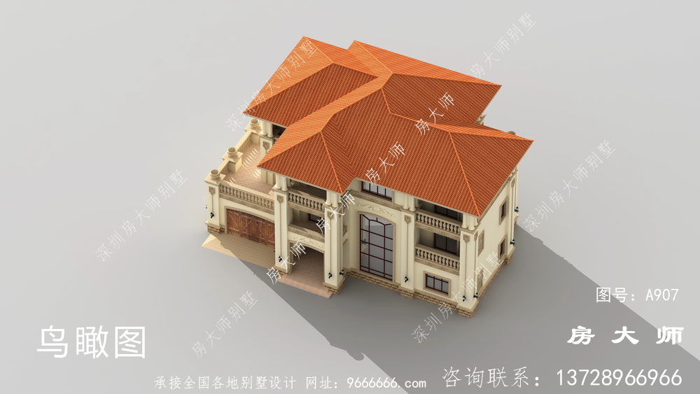欧式三层复式乡村别墅设计图纸