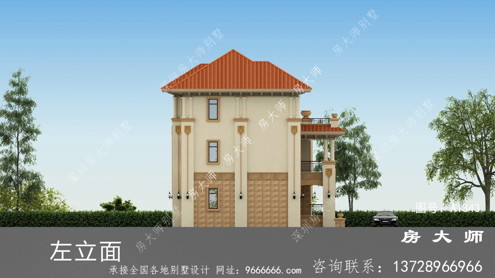 乡村意大利风格三层别墅设计图