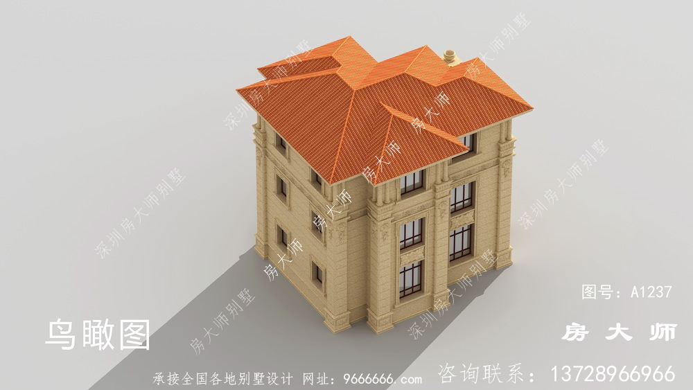 欧式三层别墅效果图施工图