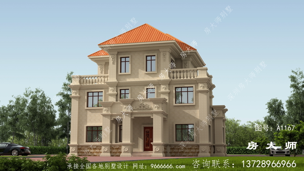三层别墅设计带露台，品位豪华大气
