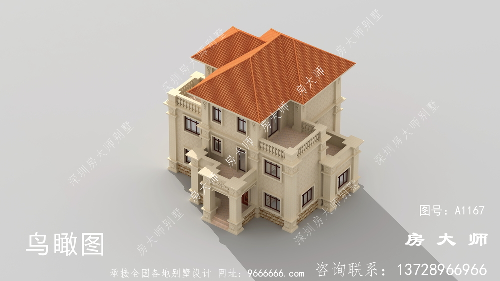 三层别墅设计带露台，品位豪华大气