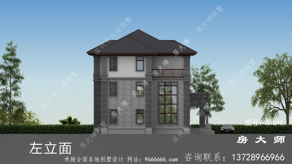 中式三层别墅房型很周正，透亮好用。