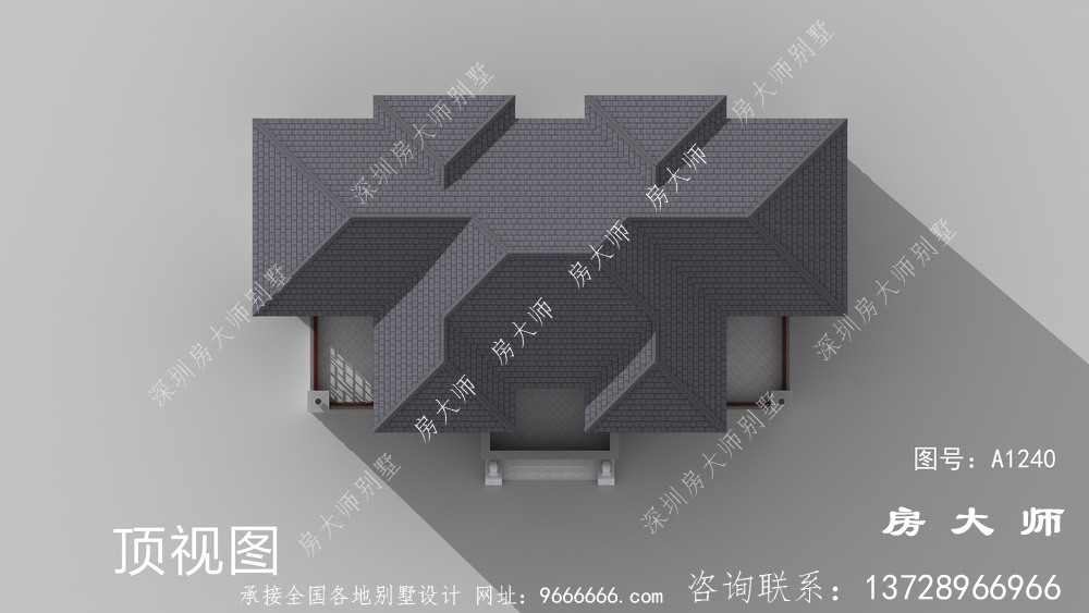 中式三层别墅房型很周正，透亮好用。