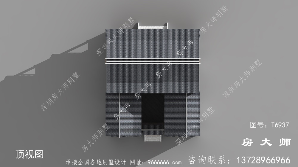 新中式三层四合院别墅外观效果图