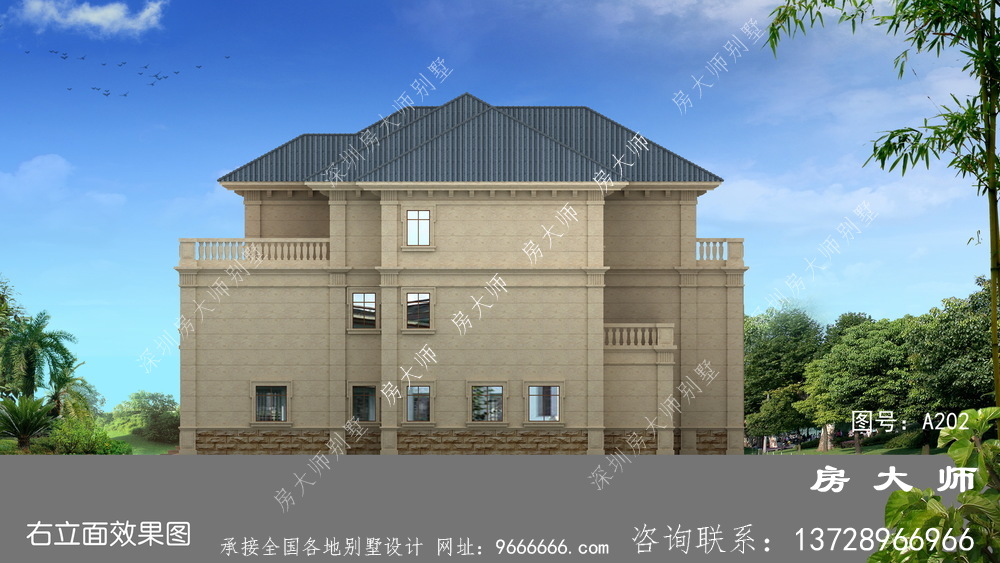 经济实惠的法式风格三层别墅设计图