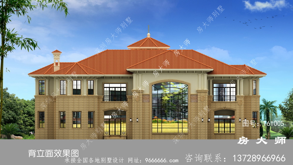 农村自建别墅二层半户型设计图，外型空气豪爽