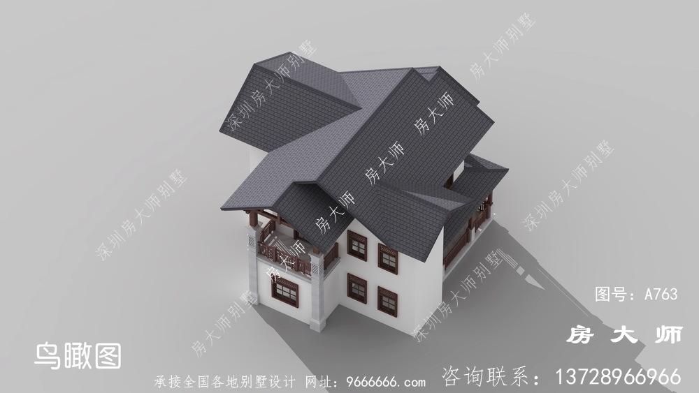欧式二层农村别墅外观效果图