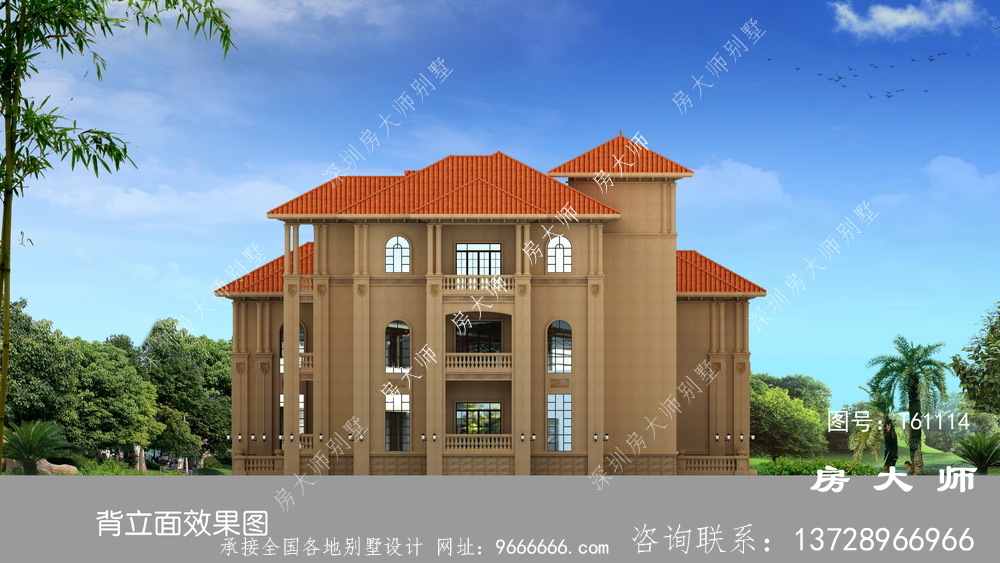 乡村三层砖混独栋别墅建造设计图纸