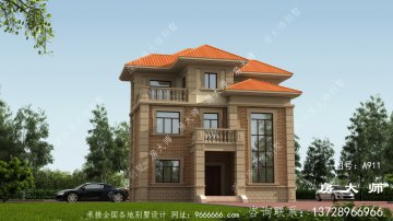 欧式自建三层复式别墅效果图
