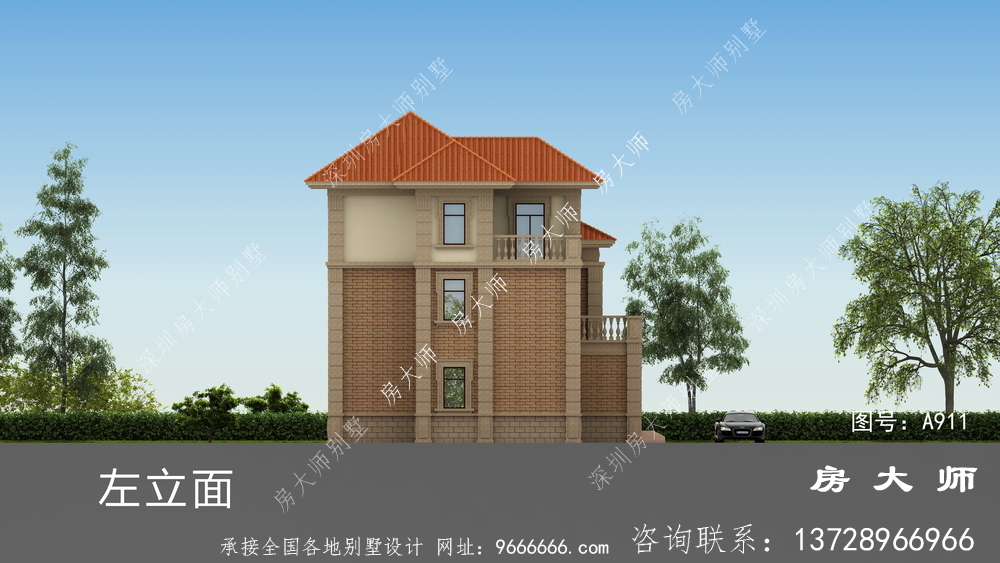 欧式自建三层复式别墅效果图