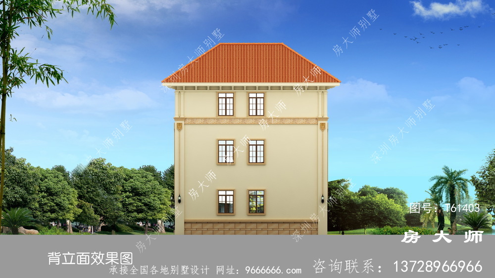 精致的带车库的三层农村自建住宅设计