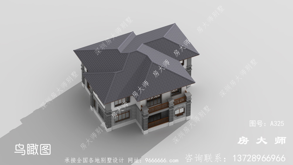 新农村别墅的三层半设计外观简单清新。