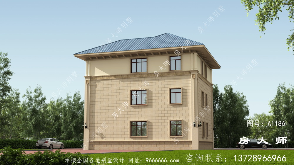 简欧漂亮自建三层别墅设计图纸