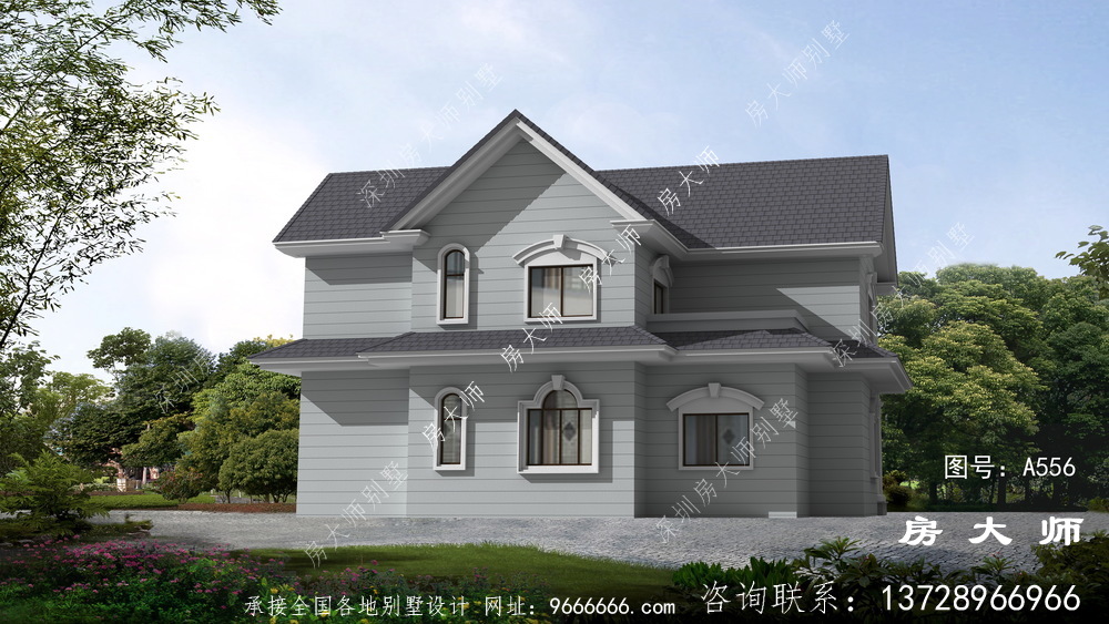 实用的美式二层别墅住宅设计图。