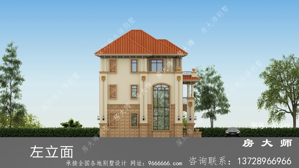 农村自建三层简欧复式别墅外观设计效果图