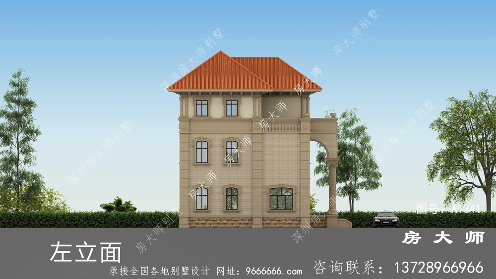 外型精美的农村欧式三层别墅