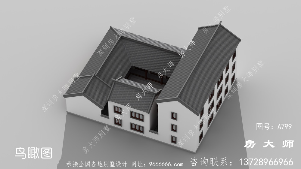 南方新农村三楼别墅设计图、外观效果图。
