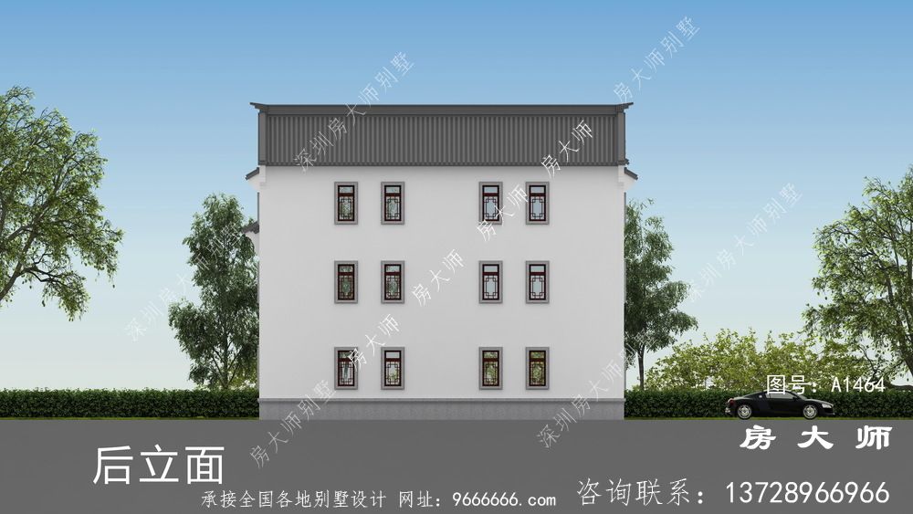  经典大气的农村新中式别墅设计图