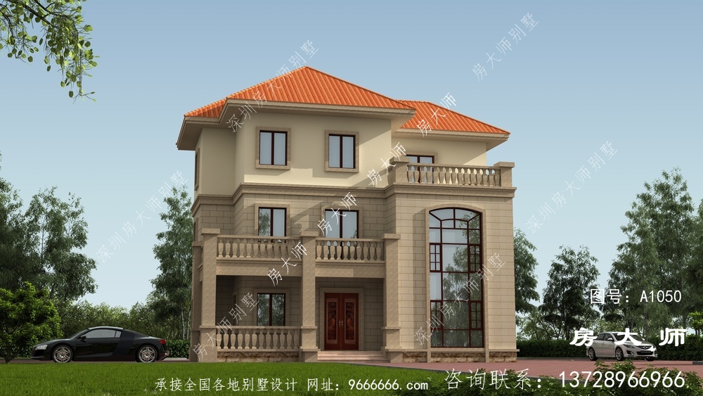 带阳台三层住房楼房设计图，带整套工程图纸。