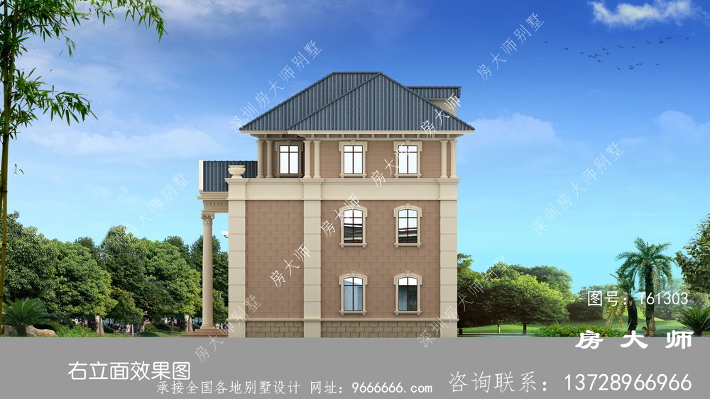 农村高档三层欧式别墅设计图纸及效果图