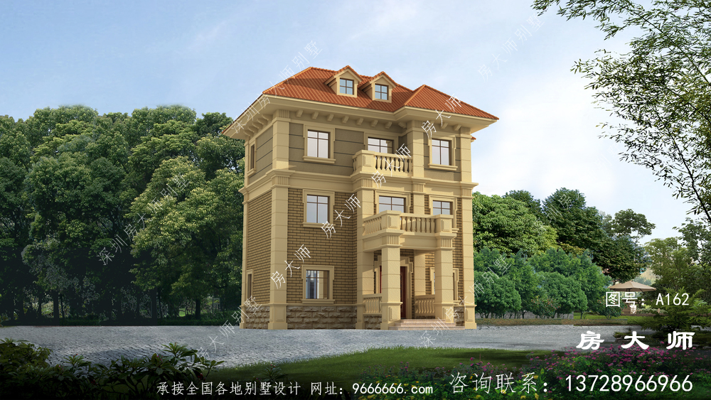 农村三层欧式别墅设计图纸及施工图纸