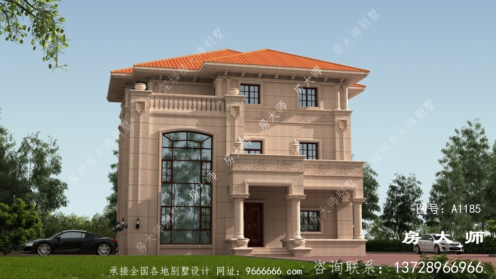 时尚美观的欧式风格别墅设计图