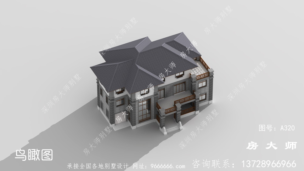 新中式农村三层楼房别墅设计图