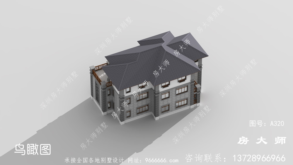 新中式农村三层楼房别墅设计图